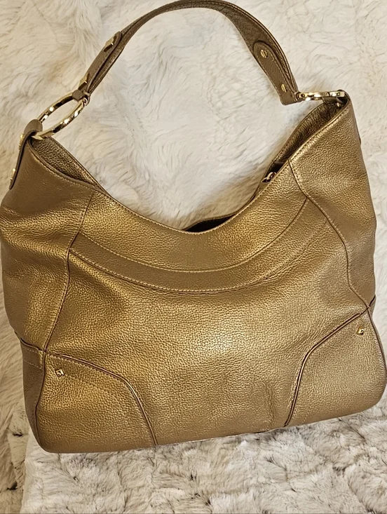 MCM Metallic Bronze Leather Hobo Bag - Women - Picture 4 of 16